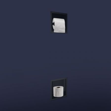 Oltens Grotta recessed toilet-roll holder with a shelf, black matte 81113300