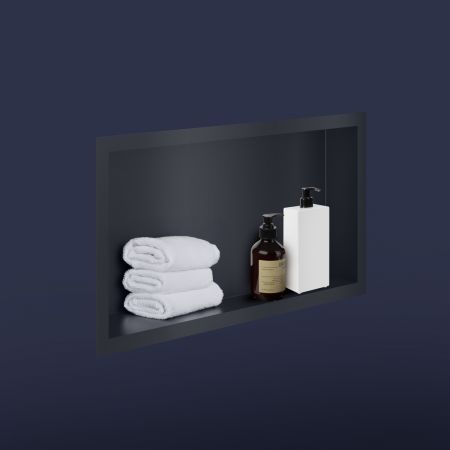 Oltens Grotta Einbauregal 30x60x10 cm schwarz matt 97001300