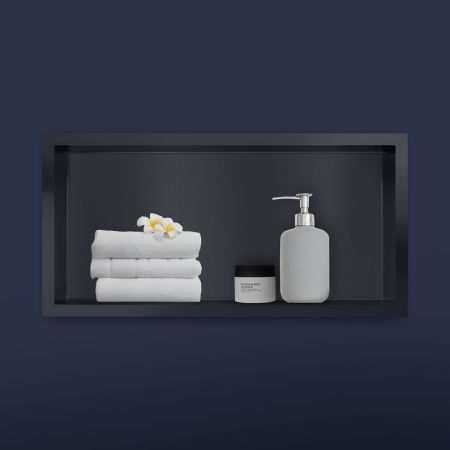 Oltens Grotta Einbauregal 30x60x10 cm schwarz matt 97001300
