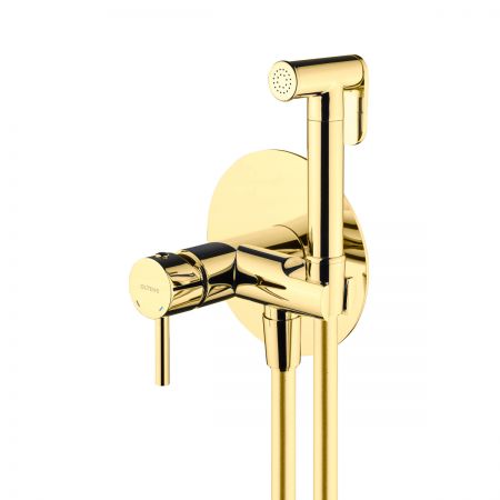 Oltens Molle flush-mounted bidet mixer tap with shower hand, golden gloss 31100800