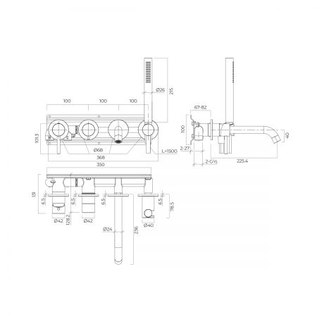 Oltens Molle bateria wannowo-prysznicowa podtynkowa 4-otworowa chrom 34105100