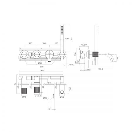 Oltens Hamnes komplette 4-Loch Unterputzdusch- und Wannenbatterie Chrom 34107100