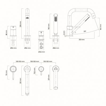 Oltens Molle complete 4-piece bathtub and shower mixer chrome 34200100