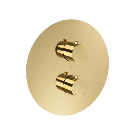 Oltens Katla set: concealed thermostatic mixer with a 30 cm Alvo rain shower head and a Ume hand shower, high-gloss gold, 36648800