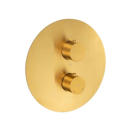 Oltens Katla set: concealed thermostatic mixer with 30 cm Alvo rain shower head and Ume shower head, brushed gold, 36648810