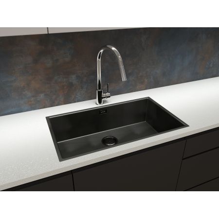 Oltens Stalvask single-bowl steel sink 76x44 cm, black 71102300