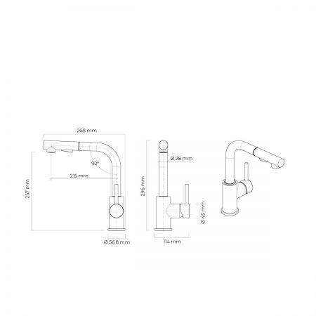 Oltens Myvat pillar kitchen mixer tap with pull-out spout, chrome finish 35205100
