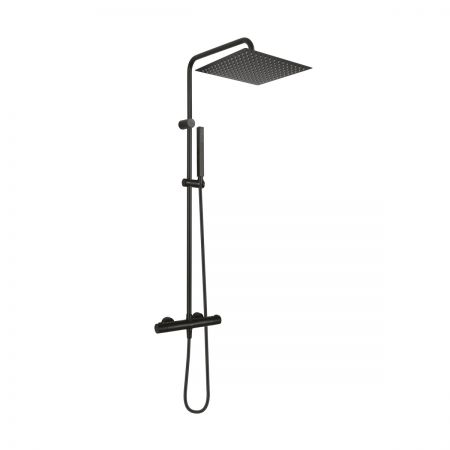 Oltens Boran (S) thermostatic shower set with square rainfall shower head, matte black 36503300