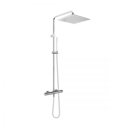 Oltens Boran (S) thermostatic shower set with square rainfall shower head, chrome finish 36503100