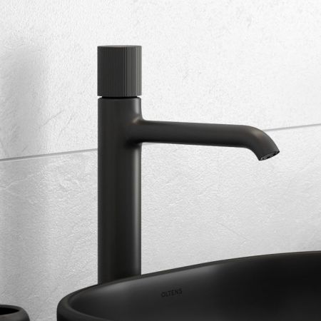 Oltens Hamnes high pillar basin mixer tap matte black 32402300