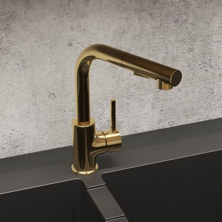 Oltens Myvat stehende Küchenarmatur mit ausziehbarem Auslauf Goldglanz 35205800