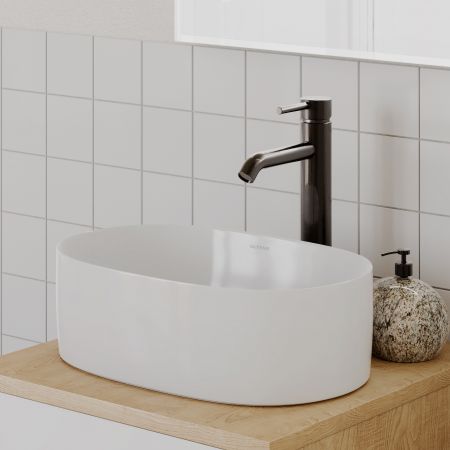 Oltens Lom Thin Aufsatzwaschbecken 52x30 cm mit SmartClean-Beschichtung weiß 40828000