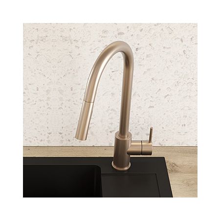 Oltens Litla pillar kitchen mixer tap with pull-out spout, brushed copper 35204610