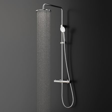 Oltens Atran thermostatic shower set with round rain shower head chrome 36500100
