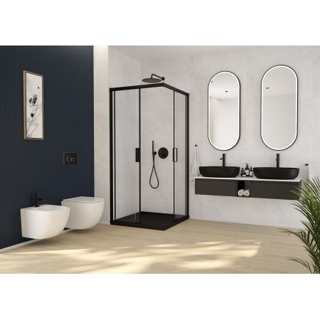 Oltens Lule glass toilet flush button black/chrome/black 57201300