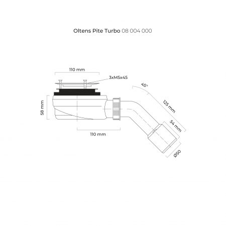 Oltens Pite Turbo syfon brodzikowy odpływ 90 mm bez pokrywy z metalową flanszą 08004000