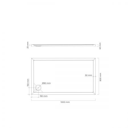 Oltens Superior shower tray 100x80 cm rectangular acrylic matte black 15002300