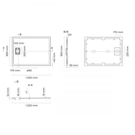 Oltens Bergytan rectangle shower tray 120x90 cm RockSurface, cashmere 15104900