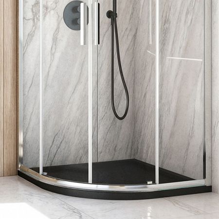 Oltens Superior Duschbecken 80x80 cm halbrund Acryl schwarz matt 16001300