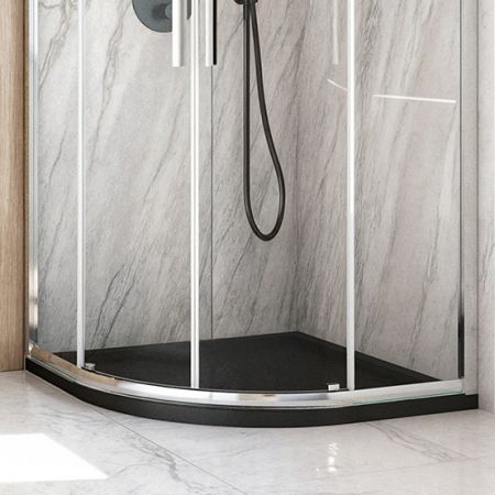 Oltens Superior Duschbecken 90x90 cm halbrund Acryl schwarz matt 16002300