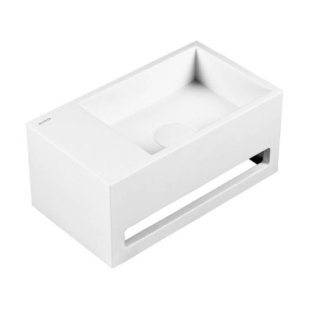 Oltens Fri Wall-Mounted Lavatory Basin 35.5 x 20 cm, LavaForm, left-handed, matte white 40006900