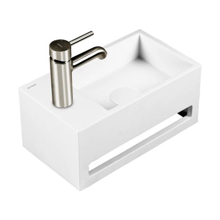 Oltens Fri Wall-Mounted Lavatory Basin 35.5 x 20 cm, LavaForm, left-handed, matte white 40006900
