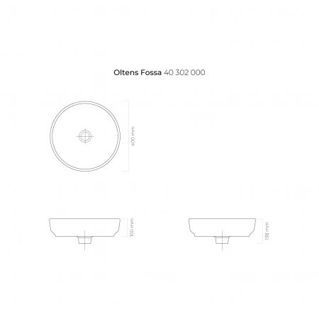 Oltens Fossa umywalka 40 cm nablatowa okrągła biała 40302000