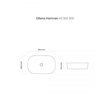 Oltens Hamnes umywalka 61x40 cm nablatowa owalna czarny mat 40302300