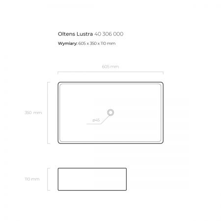 Oltens Lustra countertop wash basing 60,5x35 cm rectangular white 40306000
