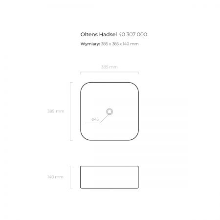 Oltens Hadsel countertop wash basin 38,5 cm square white 40307000