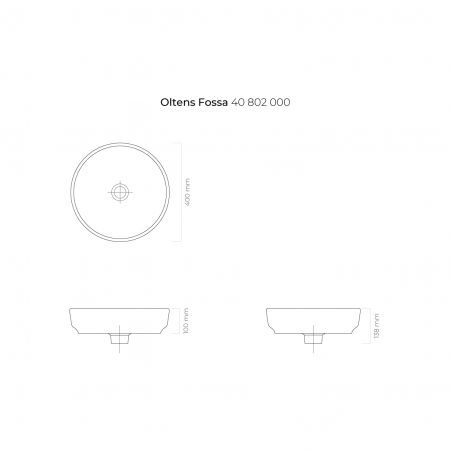 Oltens Fossa umywalka 40 cm nablatowa okrągła z powłoką SmartClean biała 40802000