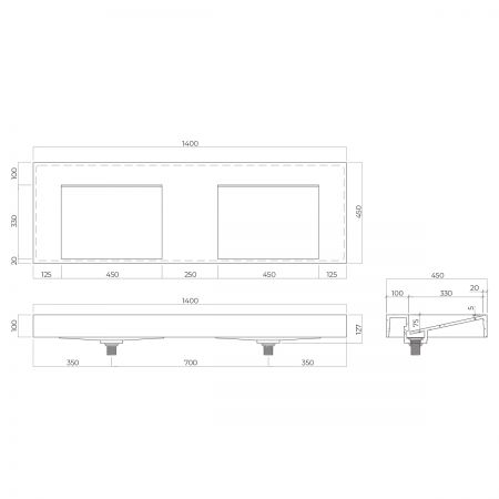 Oltens Stila umywalka 140x45 cm ścienna LavaForm biały mat 40005900