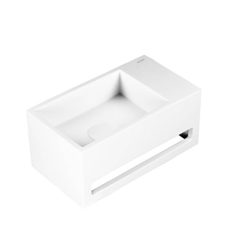 Oltens Fri Wall-Mounted Lavatory Basin 35.5 x 20 cm, LavaForm, right-handed, matte white 40007900