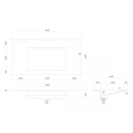 Oltens Stila umywalka 90x45 cm meblowa LavaForm biały połysk 40202000