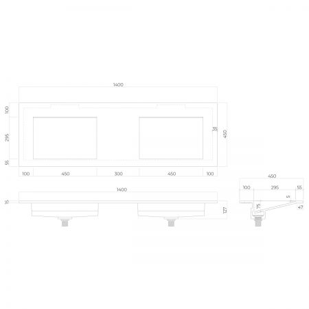 Oltens Stila umywalka 140x45 cm meblowa LavaForm biały połysk 40206000