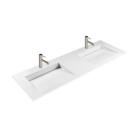 Oltens Lun Rila set: 140 cm grooved vanity unit with Stila LavaForm washbasin in oak/high-gloss white 68886060