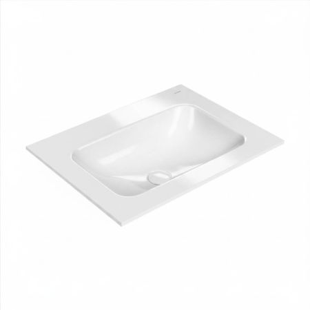 Oltens Vernal-Set: 60 cm breiter Waschtischunterschrank mit Kalla LavaForm-Waschbecken in Mattgrau/Hochglanzweiß 68850700