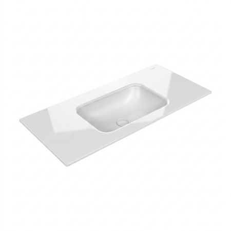 Oltens Lun Rila set: 100 cm vanity unit with Kalla LavaForm washbasin in matt black/gloss white 68774300