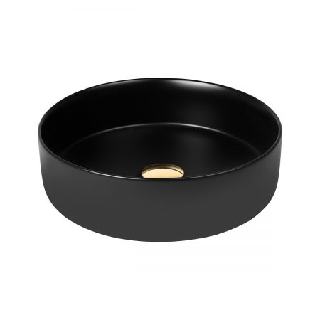 Oltens Lagde 35,5 cm countertop washbasin round with SmartClean coating black matte 40804300