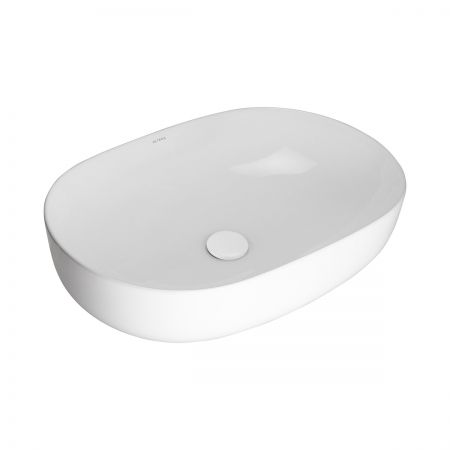 Oltens Hamnes Thin umyvadlo 60,5 x 41,5 cm na desku, oválné, s povrchovou úpravou SmartClean, bílé 40820000