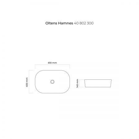 Oltens Hamnes umywalka 61x40 cm nablatowa owalna z powłoką SmartClean czarny mat 40802300