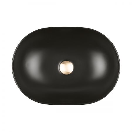 Oltens Hamnes Thin umywalka 49,5x35,5 cm nablatowa owalna z powłoką SmartClean czarny mat 40819300