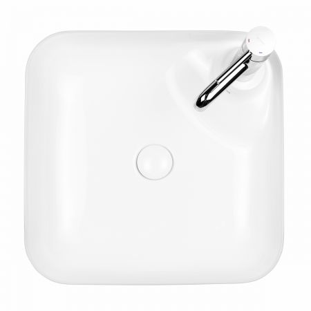 Oltens Lysake umywalka 42,5 cm nablatowa kwadratowa z powłoką SmartClean biała 41808000