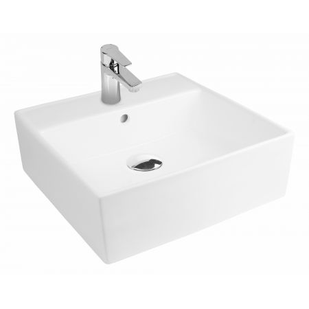 Oltens Hyls countertop wash basin 47 cm square with SmartClean film white 41809000