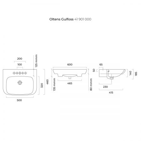 Oltens Gulfoss umywalka 60x46 cm nablatowa częściowo wpuszczana z powłoką SmartClean biała 41901000