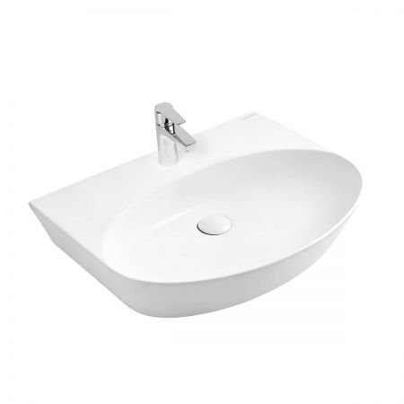 Oltens Luma washbasin 59,5x44 cm, oval, wall-mounted, with SmartClean coating, white 41508000