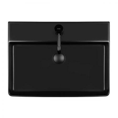 Oltens Duve umywalka 60x42 cm nablatowa prostokątna z powłoką SmartClean czarny mat 41800300