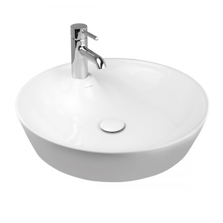 Oltens Lysake countertop wash basin 48,5 cm round with SmartClean film white 41807000