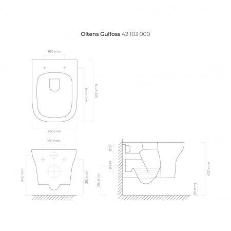 Oltens Gulfoss miska WC wisząca PureRim z powłoką SmartClean biała 42503000