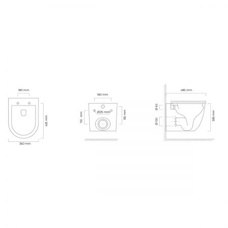 Oltens Hamnes OneForm Kort Stille PureRim miska WC wisząca z powłoką SmartClean biały połysk 42553000